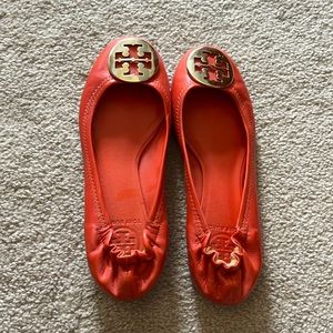 Tory Burch orange Minnie ballet flats 7.5
